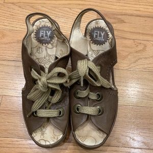 Fly London Lace Up Wedge Sandals